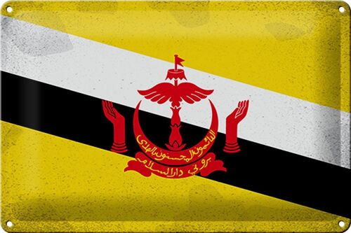 Blechschild Flagge Brunei 30x20cm Flag of Brunei Vintage