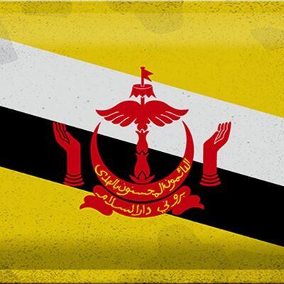 Targa in metallo Bandiera Brunei 30x20 cm Bandiera del Brunei vintage