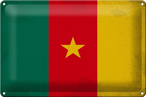 Blechschild Flagge Kamerun 30x20cm Flag of Cameroon Vintage