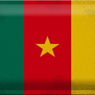 Targa in metallo Bandiera Camerun 30x20 cm Bandiera del Camerun Vintage
