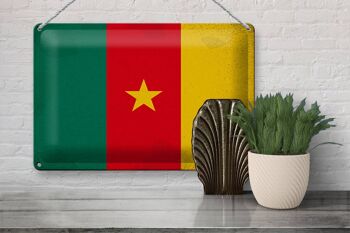 Signe en étain drapeau Cameroun 30x20cm drapeau du Cameroun Vintage 3