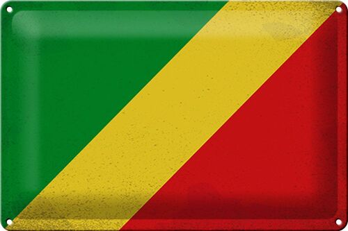 Blechschild Flagge Kongo 30x20cm Flag of the Congo Vintage