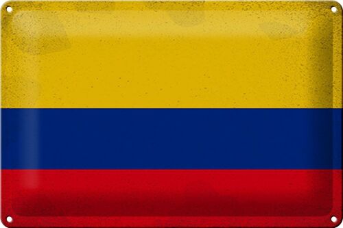 Blechschild Flagge Kolumbien 30x20cm Flag Colombia Vintage