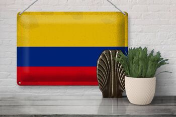Signe en étain drapeau colombie 30x20cm drapeau colombie Vintage 3