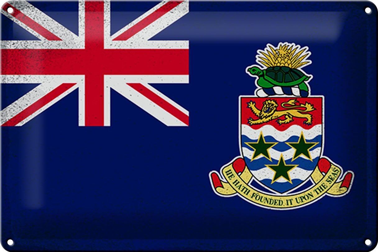 Targa in metallo Bandiera delle Isole Cayman 30x20 cm Bandiera vintage