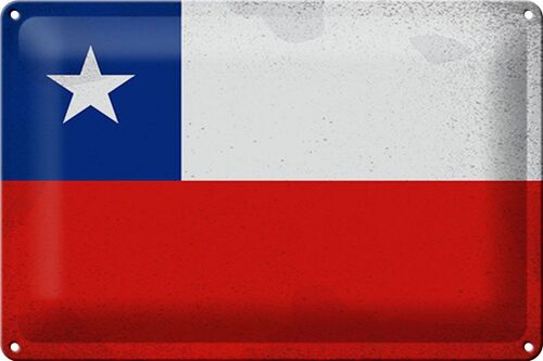 Blechschild Flagge Chile 30x20cm Flag of Chile Vintage