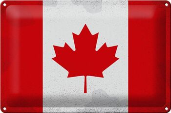 Signe en étain drapeau Canada 30x20cm drapeau du Canada Vintage 1