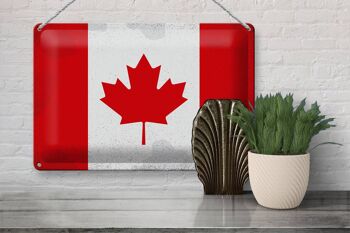 Signe en étain drapeau Canada 30x20cm drapeau du Canada Vintage 3