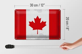 Signe en étain drapeau Canada 30x20cm drapeau du Canada Vintage 4