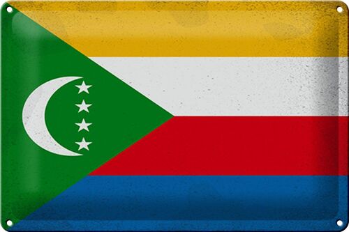 Blechschild Flagge Komoren 30x20cm Flag Comoros Vintage