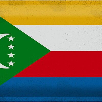 Blechschild Flagge Komoren 30x20cm Flag Comoros Vintage