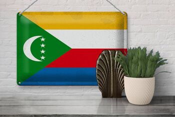 Signe en étain drapeau Comores 30x20cm drapeau Comores Vintage 3