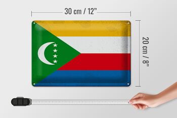 Signe en étain drapeau Comores 30x20cm drapeau Comores Vintage 4