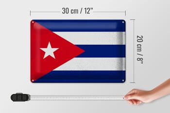 Signe en étain drapeau de Cuba 30x20cm drapeau de Cuba Vintage 4