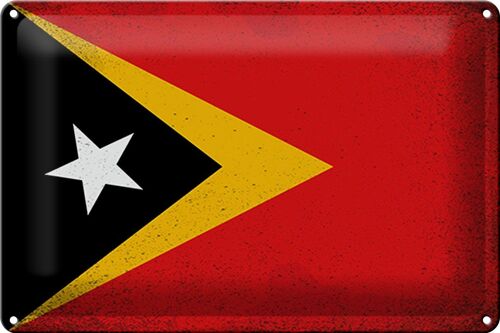 Blechschild Flagge Osttimor 30x20cm Flag East Timor Vintage