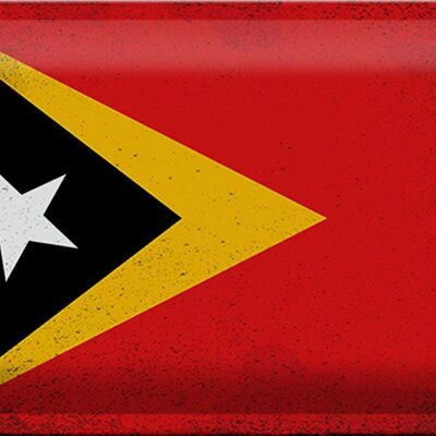 Blechschild Flagge Osttimor 30x20cm Flag East Timor Vintage