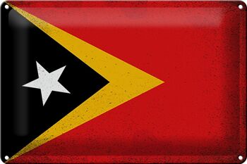 Drapeau en étain du Timor oriental, 30x20cm, drapeau du Timor oriental, Vintage 1