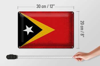 Drapeau en étain du Timor oriental, 30x20cm, drapeau du Timor oriental, Vintage 4