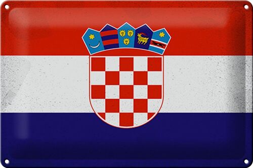 Blechschild Flagge Kroatien 30x20cm Flag of Croatia Vintage