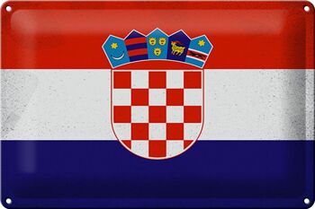 Drapeau en étain de la croatie, 30x20cm, drapeau de la croatie, Vintage 1