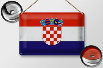 Drapeau en étain de la croatie, 30x20cm, drapeau de la croatie, Vintage 2