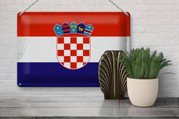 Drapeau en étain de la croatie, 30x20cm, drapeau de la croatie, Vintage 3