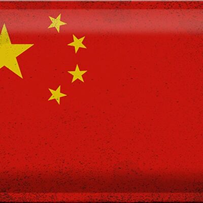 Targa in metallo Bandiera Cina 30x20 cm Bandiera della Cina vintage