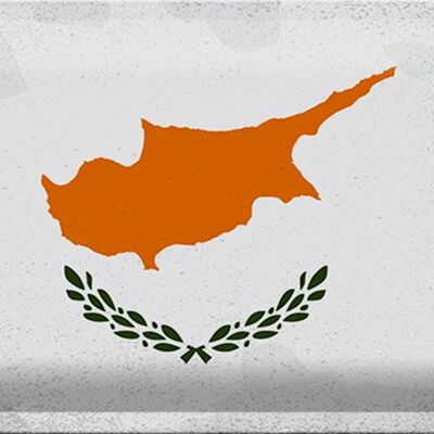 Targa in metallo Bandiera Cipro 30x20 cm Bandiera di Cipro Vintage
