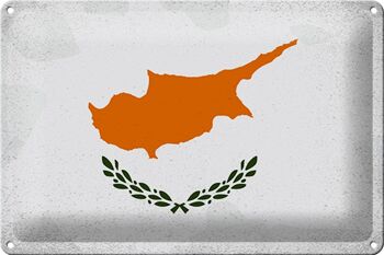 Signe en étain drapeau de Chypre 30x20cm, drapeau de Chypre Vintage 1