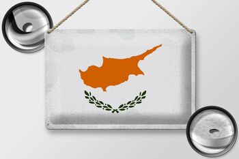 Signe en étain drapeau de Chypre 30x20cm, drapeau de Chypre Vintage 2