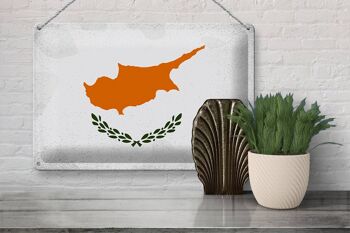 Signe en étain drapeau de Chypre 30x20cm, drapeau de Chypre Vintage 3