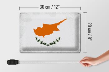 Signe en étain drapeau de Chypre 30x20cm, drapeau de Chypre Vintage 4