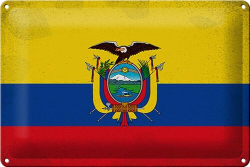 Blechschild Flagge Ecuador 30x20cm Flag of Ecuador Vintage