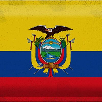 Blechschild Flagge Ecuador 30x20cm Flag of Ecuador Vintage