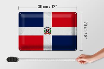 Signe en étain drapeau de la république dominicaine, 30x20cm, Vintage 4