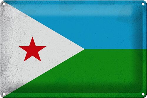 Blechschild Flagge Dschibuti 30x20cm Flag Djibouti Vintage