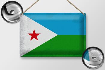Signe en étain drapeau Djibouti 30x20cm drapeau Djibouti Vintage 2