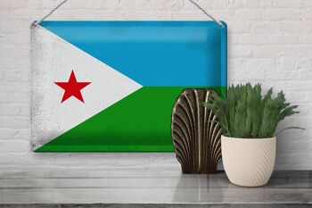 Signe en étain drapeau Djibouti 30x20cm drapeau Djibouti Vintage 3