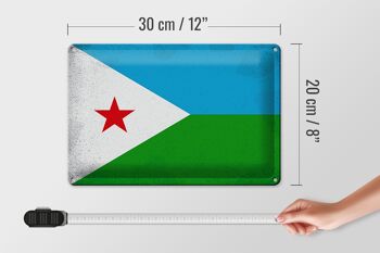 Signe en étain drapeau Djibouti 30x20cm drapeau Djibouti Vintage 4