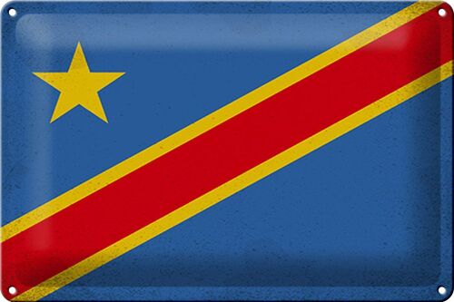 Blechschild Flagge DR Kongo 30x20cm Flag Congo Vintage