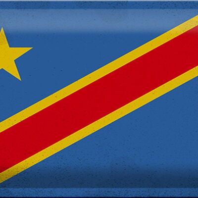 Blechschild Flagge DR Kongo 30x20cm Flag Congo Vintage