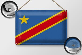 Signe en étain drapeau RD Congo 30x20cm drapeau Congo Vintage 2
