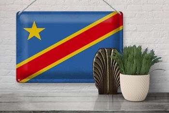 Signe en étain drapeau RD Congo 30x20cm drapeau Congo Vintage 3