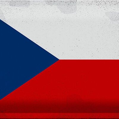 Cartel de chapa con bandera de República Checa, 30x20cm, República Checa, Vintage