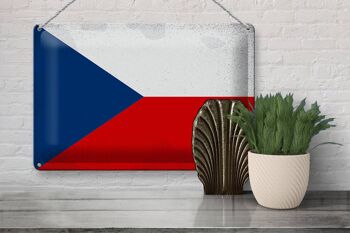 Signe en étain drapeau République tchèque 30x20cm République tchèque Vintage 3