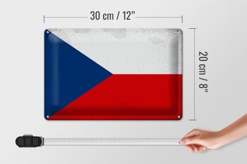 Signe en étain drapeau République tchèque 30x20cm République tchèque Vintage 4