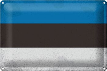 Signe en étain drapeau de l'estonie 30x20cm drapeau de l'estonie Vintage 1