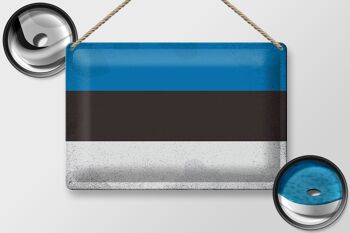 Signe en étain drapeau de l'estonie 30x20cm drapeau de l'estonie Vintage 2