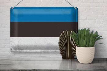 Signe en étain drapeau de l'estonie 30x20cm drapeau de l'estonie Vintage 3
