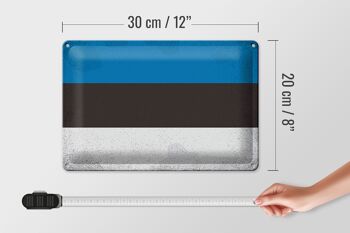 Signe en étain drapeau de l'estonie 30x20cm drapeau de l'estonie Vintage 4